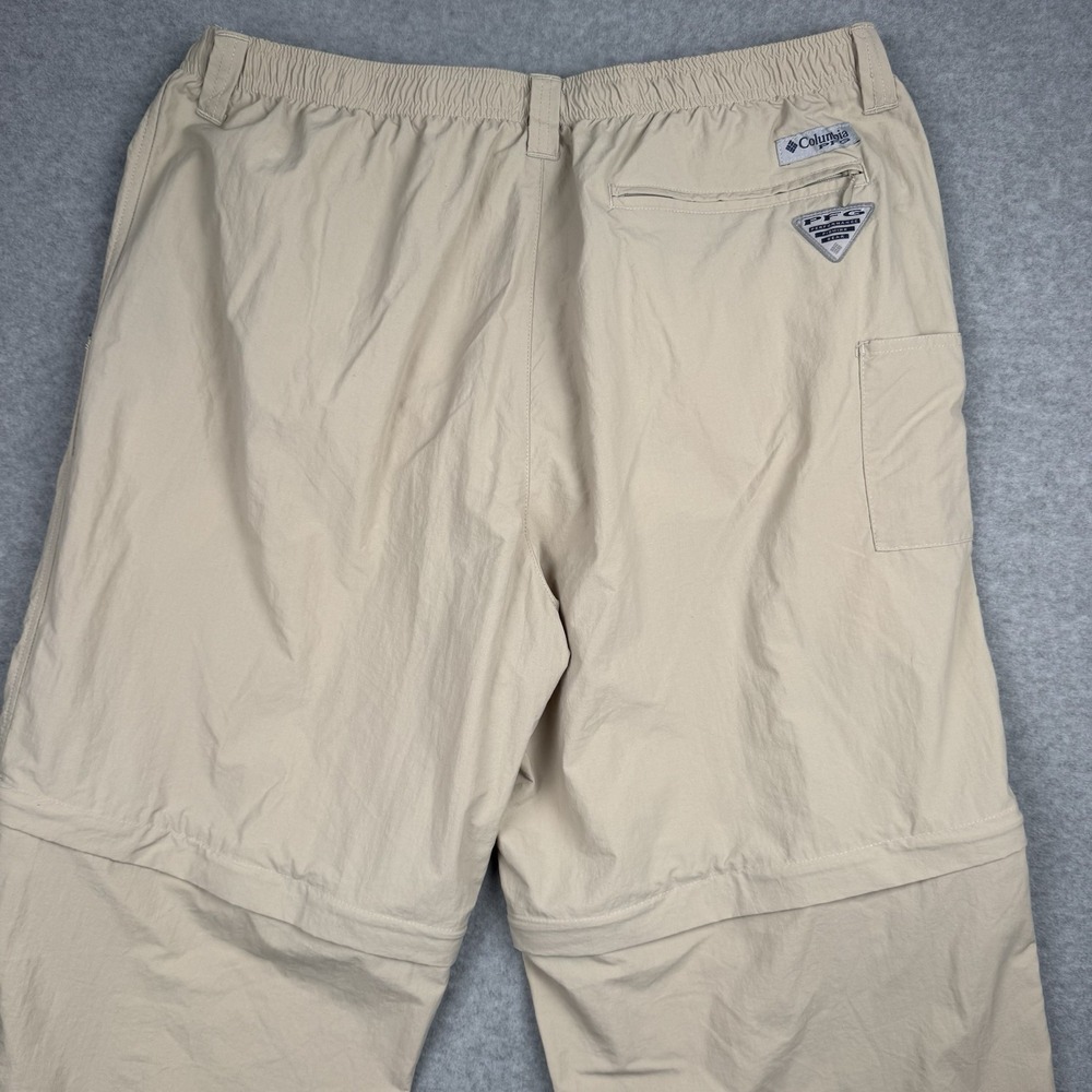 Columbia PFG Convertible Pants Mens XL 30L Beige Zip Off Hiking Cargo Fishing